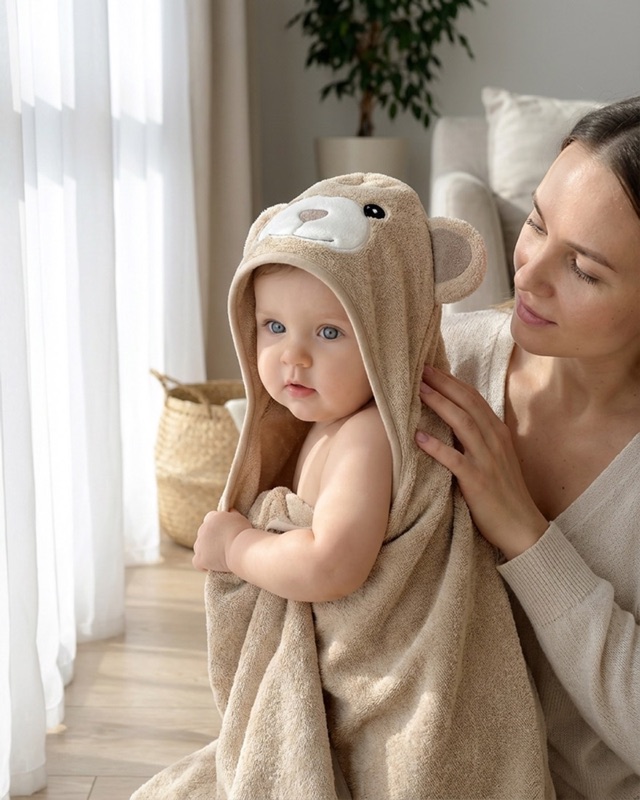 A soft MiniBoo bath-time moment.