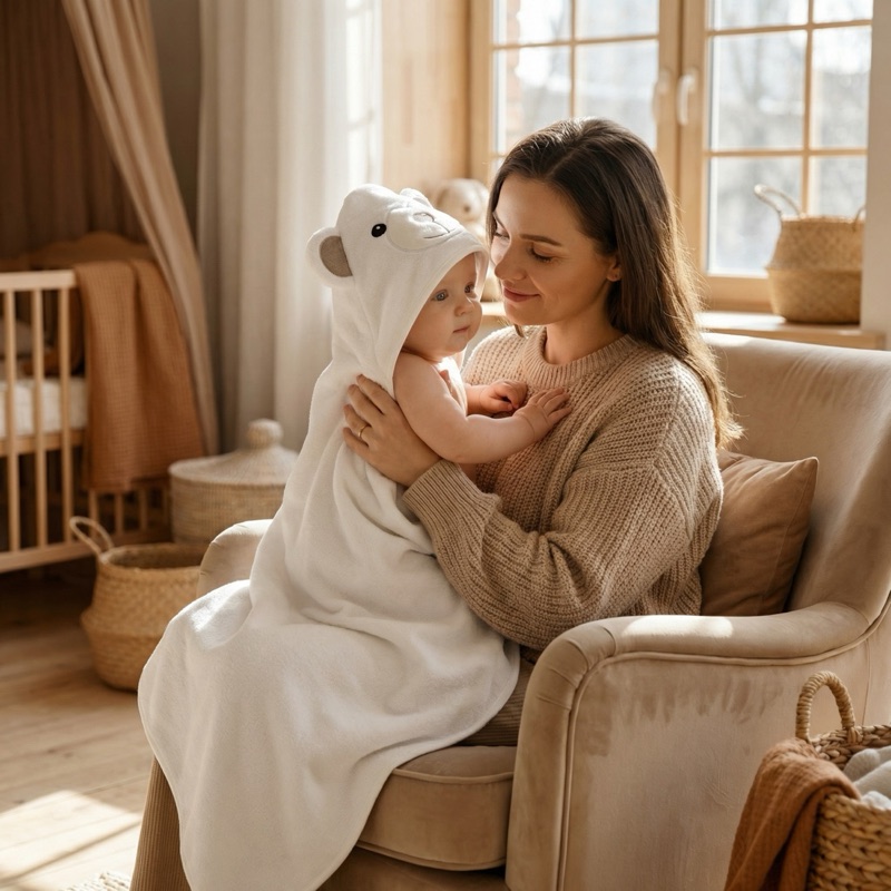 A soft MiniBoo bath-time moment.
