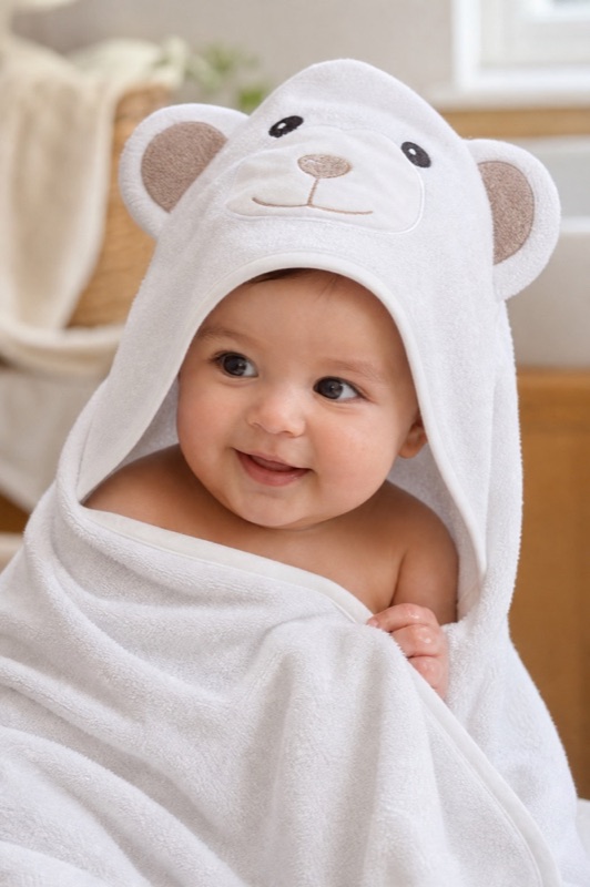 A soft MiniBoo bath-time moment.