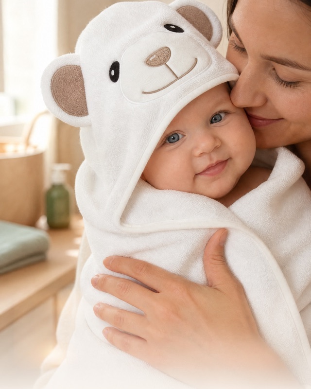 A soft MiniBoo bath-time moment.